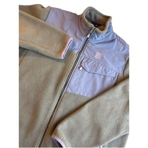 LANDS END Military Style Fleece‎ Shell Jacket Olive Green/gray Men's XL